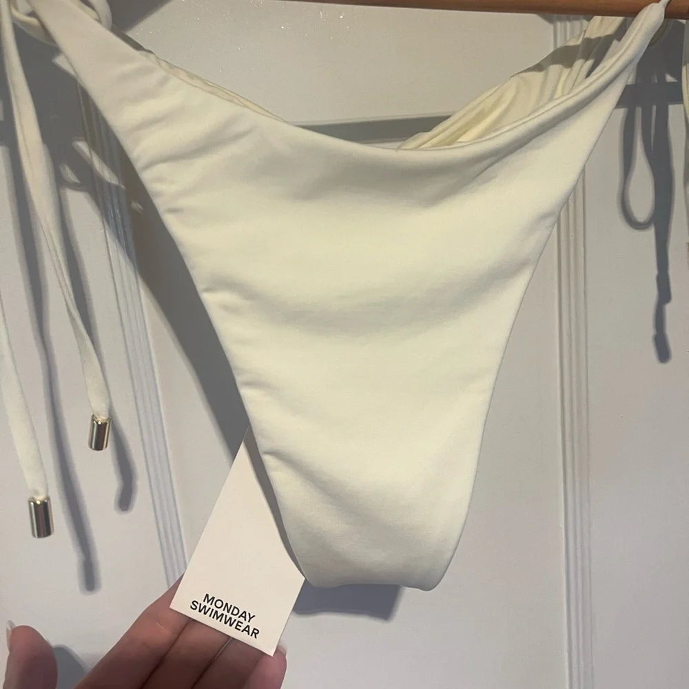 Monday Swimwear White Tie-Side Bikini Bottom
